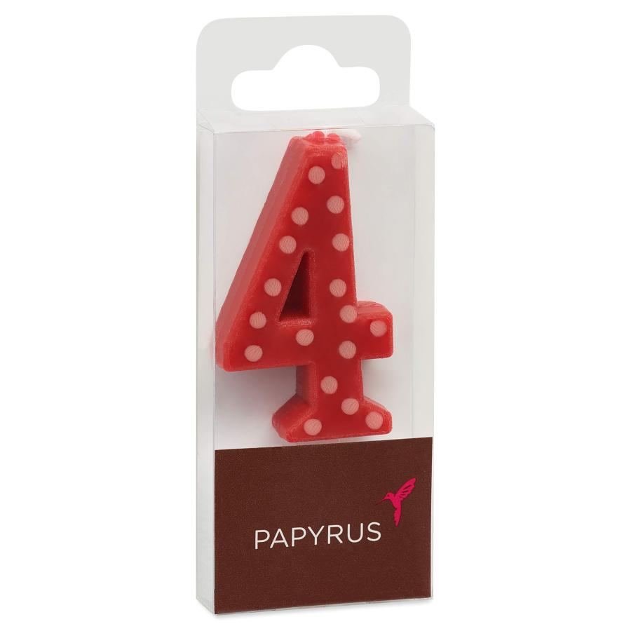 Papyrus バースデーキャンドル 4番 レッド 水玉 (1個)