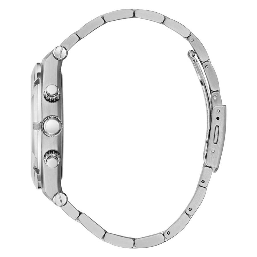GUESS メンズ スポーツ マルチファンクション腕時計 GW0260G1 44mm ブラックスケルトンダイヤル シルバーブレスレットの画像