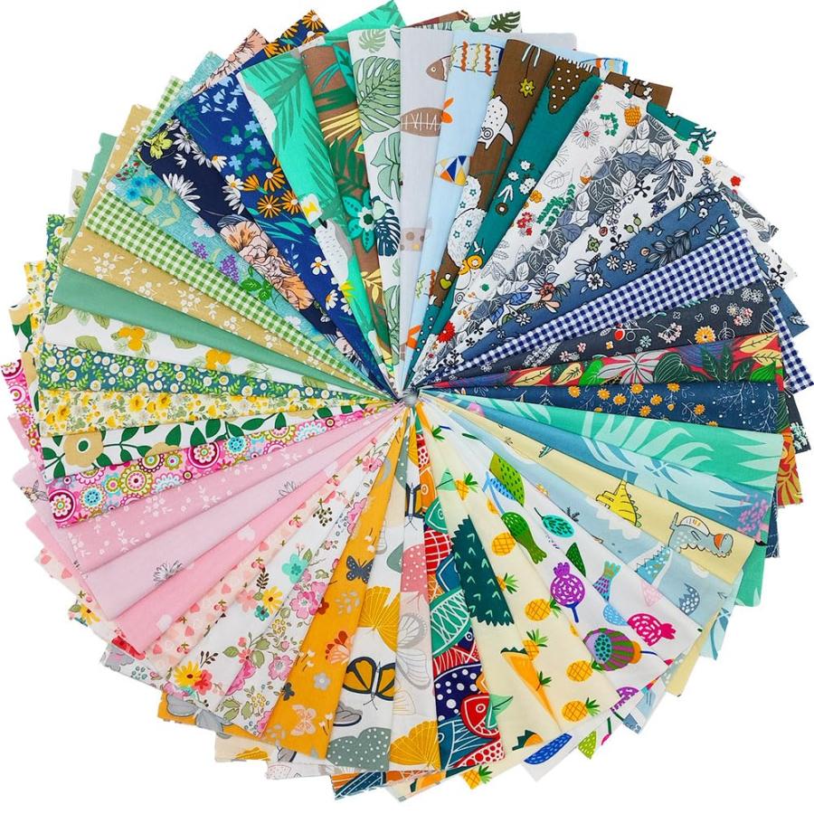 QiMicody キルティング生地 44枚 綿100% 9.8インチ x (25cm 25cm