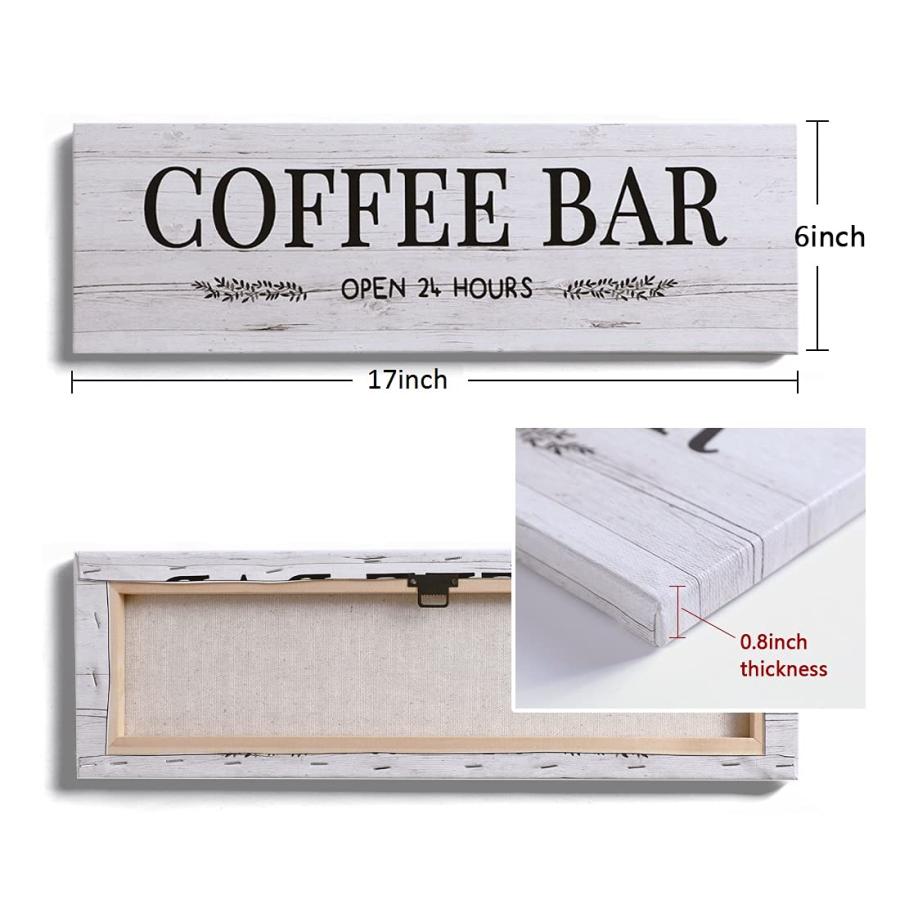 コーヒーバーサイン ドクター グレーの木目 キャンバス コーヒー ウォールアート 素朴なホームインテリア コーヒーバーアクセサリーセット ホームバー キッチン_1