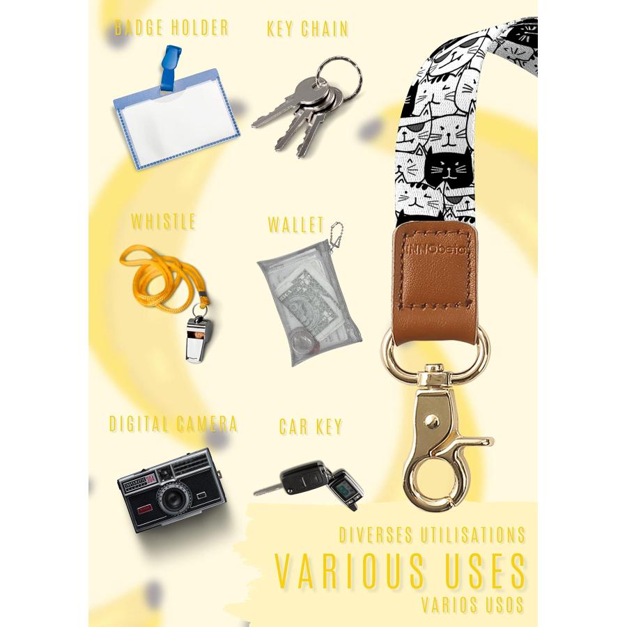 InnoBeta Keychains for Women Men, Cute Wrist Strap for Keys, Short Car Key Wristlet Lanyards- Bananaの画像