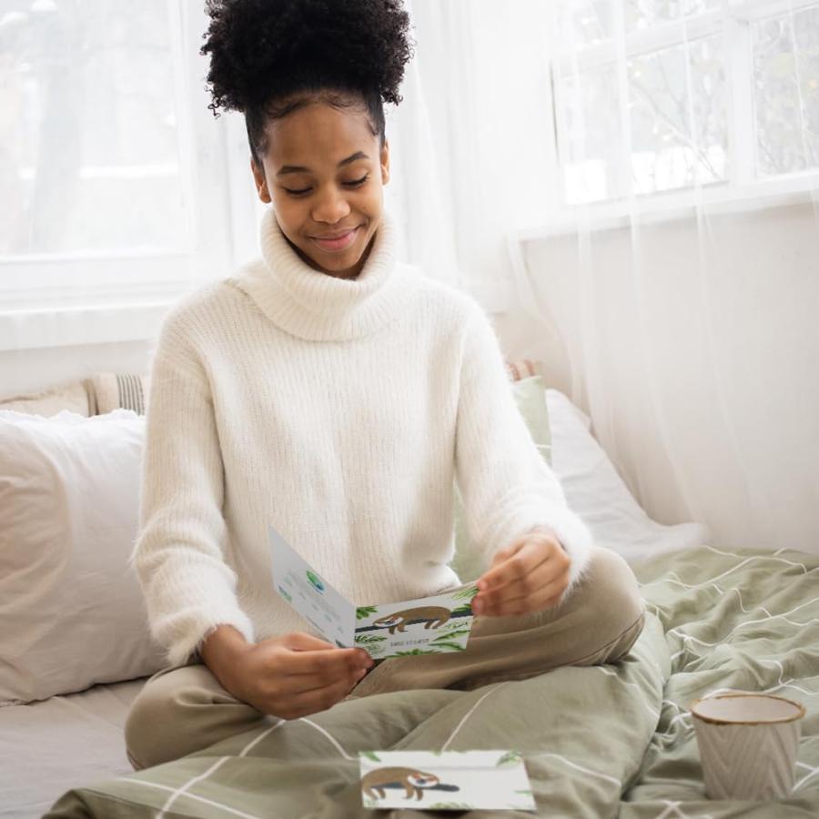 Tree-Free Greetings カード2枚パック お揃いの封筒付き 環境に優しい 米国製 100%再生紙 5インチx7インチ ナマケモノ スローレーン Get Well (GT19592)_5