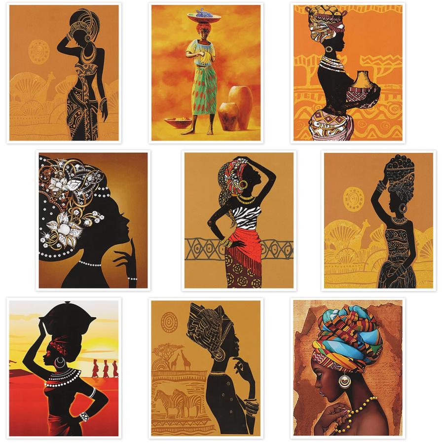 Tenare アフリカ系アメリカ人ウォールアート 黒人女性 8×10インチ 9枚