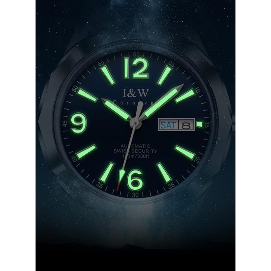 YOOTEN Men's Automatic Watch Self-Wind Stainless Steel Mechanical Watch with Synthetic Sapphire Crystal (Green)の画像