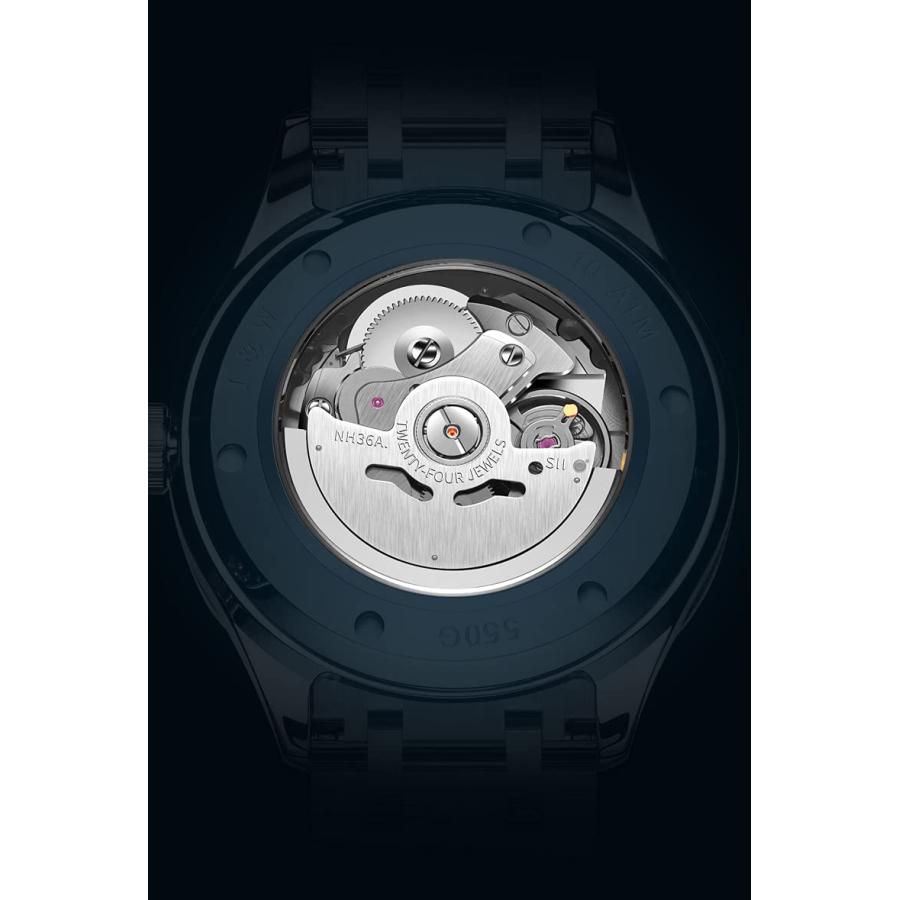 YOOTEN Men's Automatic Watch Self-Wind Stainless Steel Mechanical Watch with Synthetic Sapphire Crystal (Green)の画像