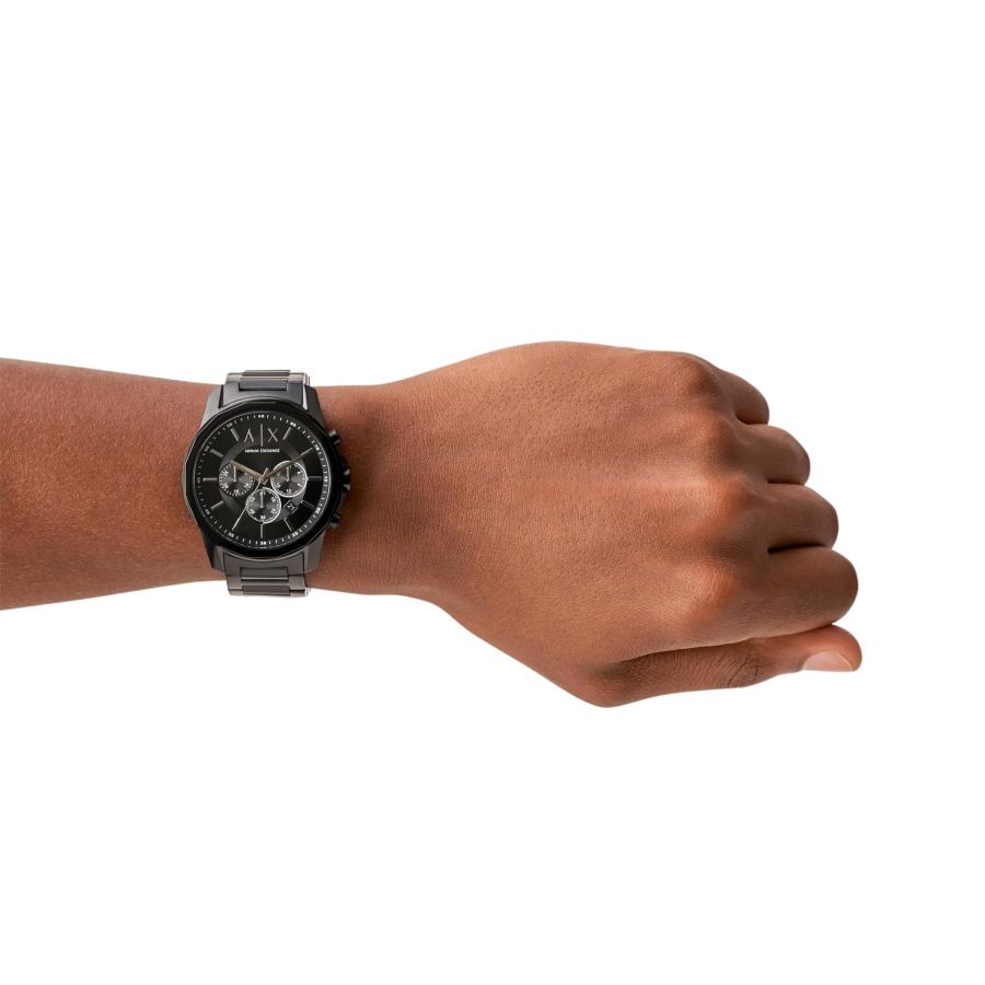 Armani Exchange メンズ クロノグラフ腕時計 AX1722 44mm ブラックダイヤル ブラックスチールブレスレット クォーツの画像