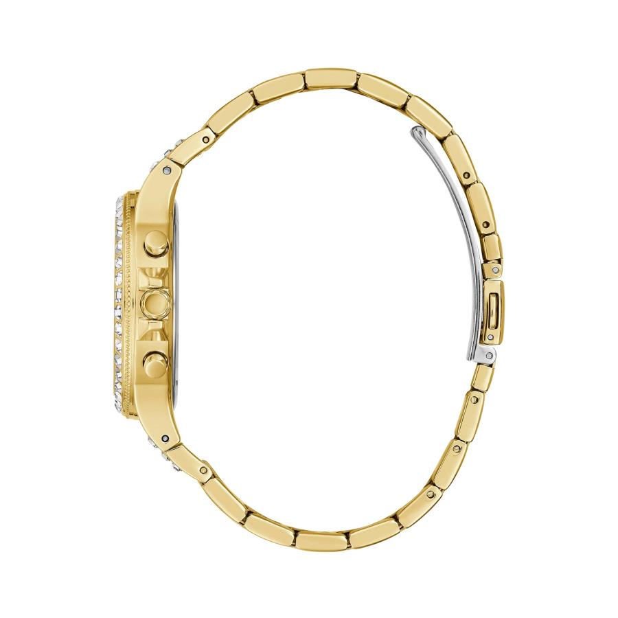 GUESS ムーンライト GW0320L2 レディース腕時計 36mm ゴールドステンレス シリコンストラップ クリスタルアクセント サブダイヤルの画像