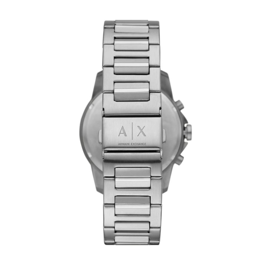 Armani Exchange メンズ クロノグラフ腕時計 44mm ブラックサンレイダイヤル シルバーインデックス ステンレスブレスレットの画像