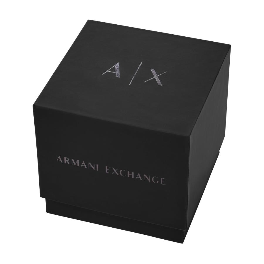 Armani Exchange メンズ クロノグラフ腕時計 44mm ブラックサンレイダイヤル シルバーインデックス ステンレスブレスレットの画像