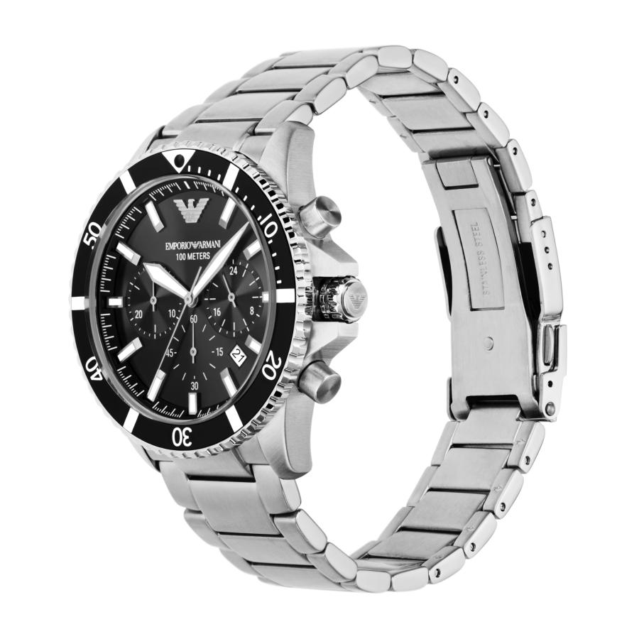 Emporio Armani AR11360 メンズ クロノグラフ 43mm ブラックダイヤル ステンレス ブレスレット クォーツの画像