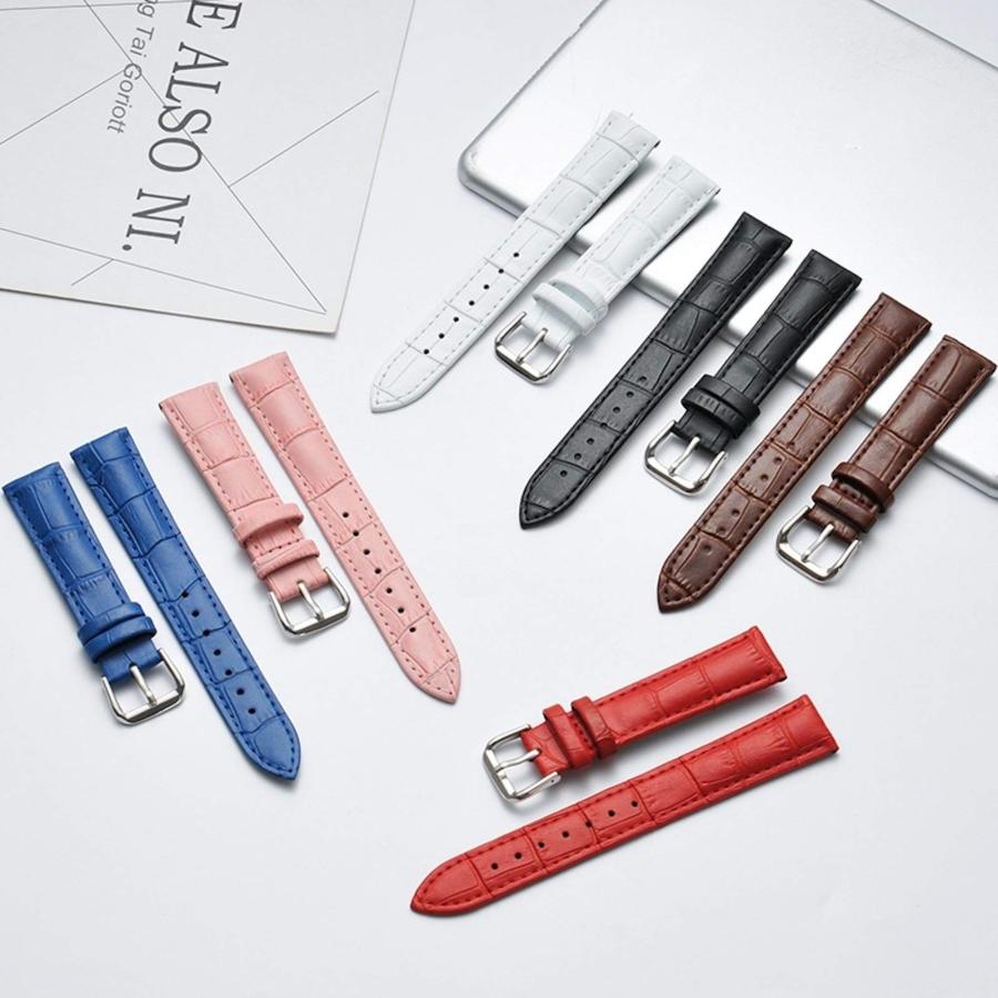 SOUGAO 本革腕時計ストラップ 24mm ビンテージレトロ クイックリリース 交換バンド レッドの画像