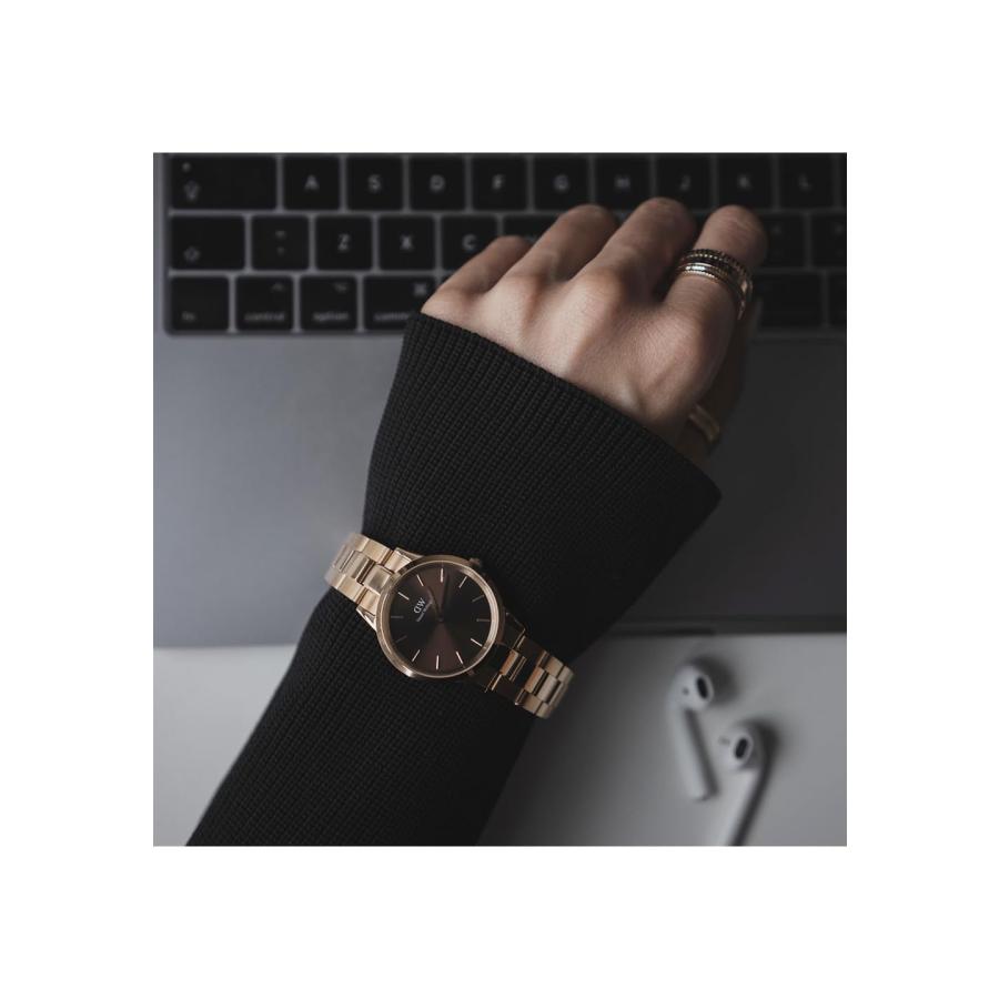 Daniel Wellington (ダニエル・ウェリントン) Iconic Link 腕時計 ローズゴールド シルバー ステンレススチール リンクブレスレット, ローズゴールド/ブラウン,の画像