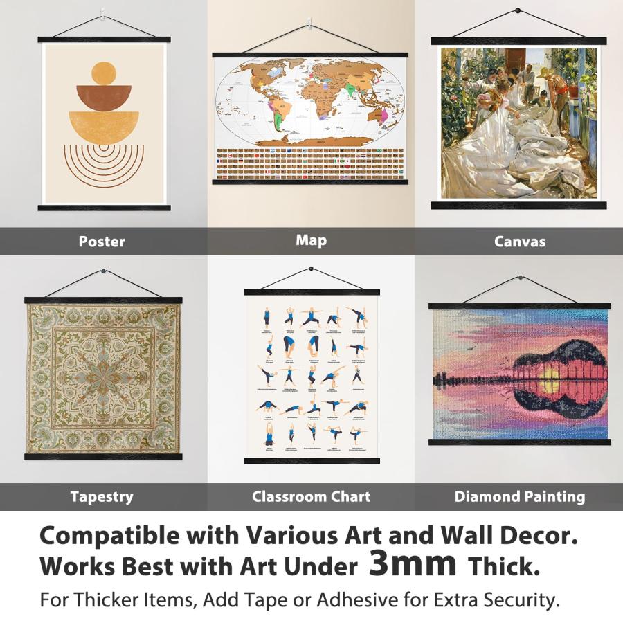Magnetic Poster Hanger Frame for 18x24 18x18 18x12 Movie Music Posters Wall Art， Black Wood Picture Frames for Large Canvas Diamond Map Decor， Living_3