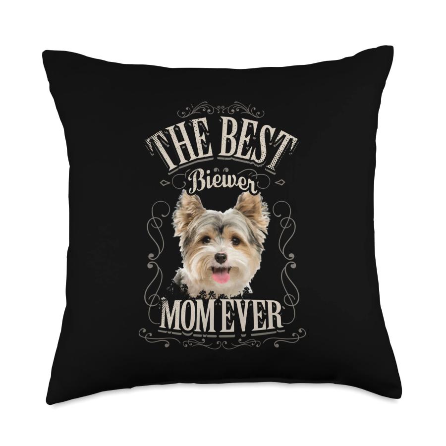 Best Biewer Mom Ever Funny Biewer Terrier Dog Gifts Vintage Throw Pillow