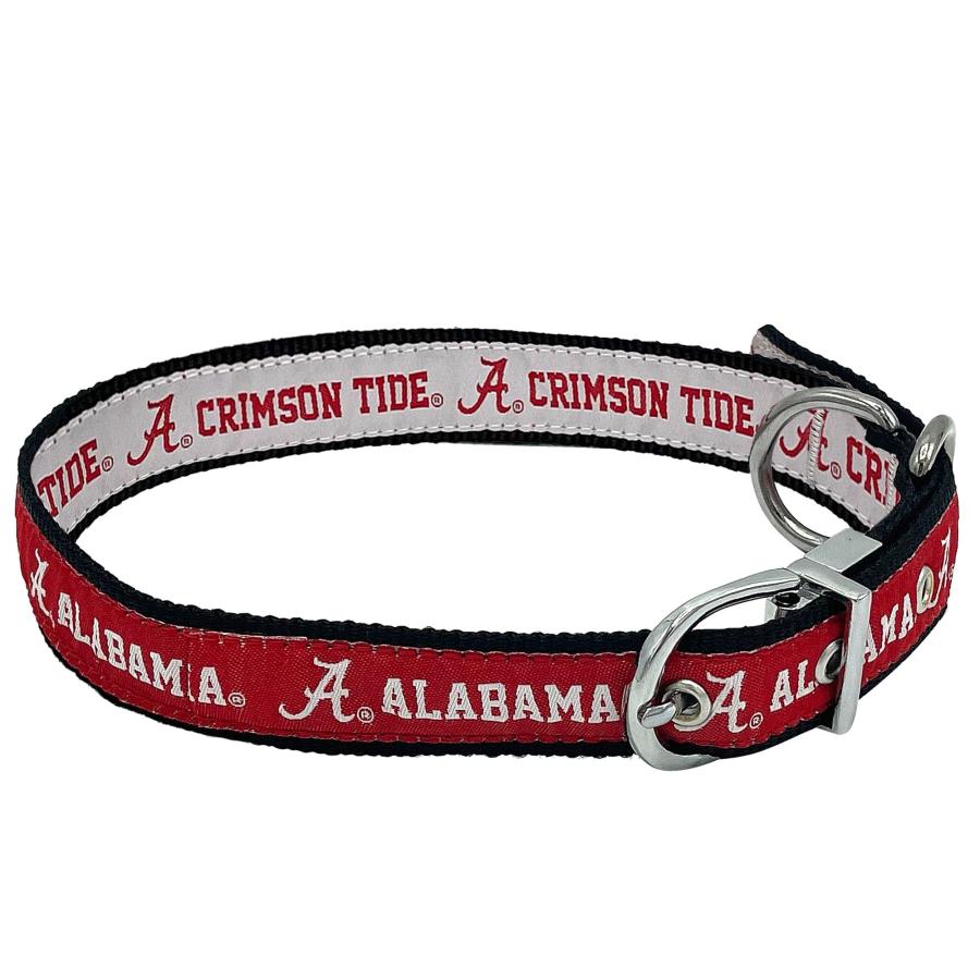 Alabama Crimson Tide リバーシブル NCAA 犬用首輪、L.プレミアムホーム＆アウェイ両面ペットカラーメタルバックル付き調節可能各サイドにユニークなデザインの