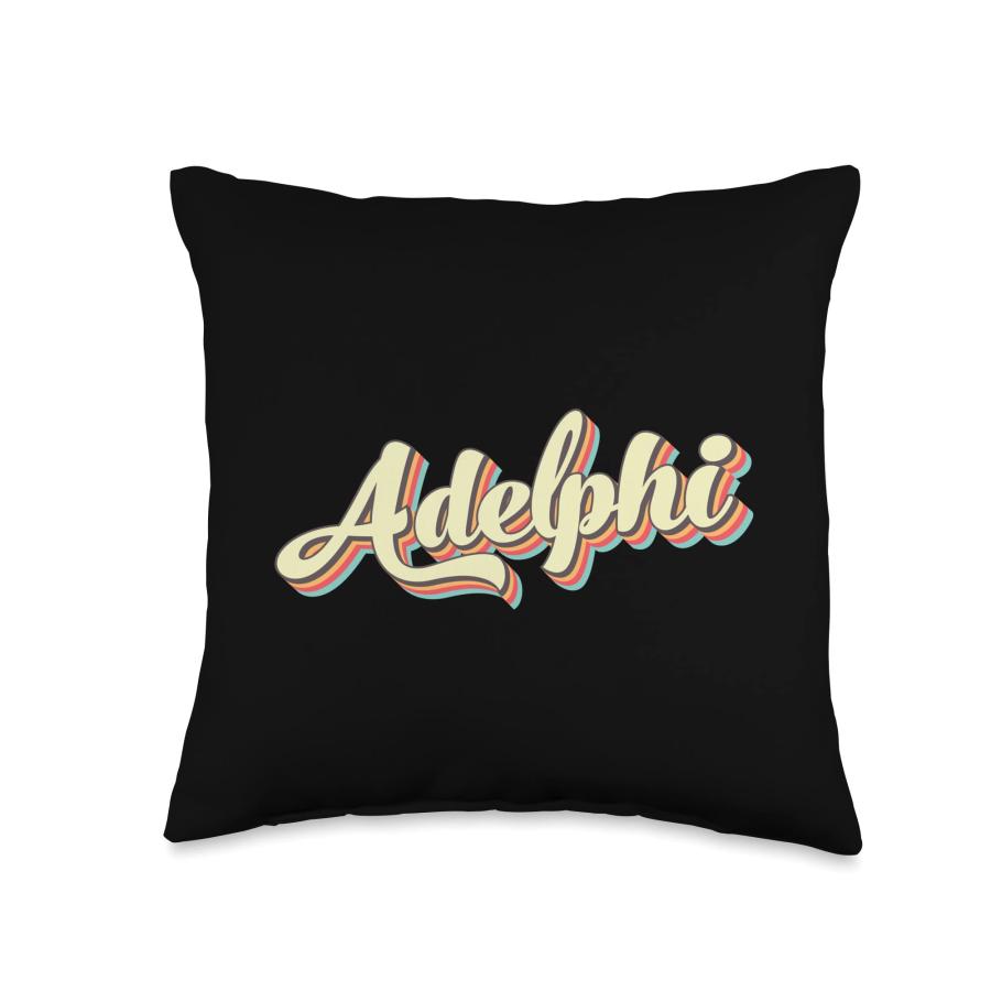 Adelphi TShirt Retro Art Baseball Font Vintage Throw Pillow