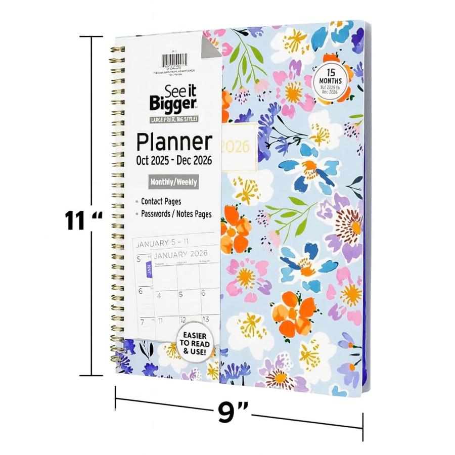 PlanAhead See IT Bigger 2021年10月~2022年12月 月まで 月間/ウィークリー Lサイズ プランナー 8.5インチ x 11インチ SUHEYLA Ultima スタイラスペン インスピの画像