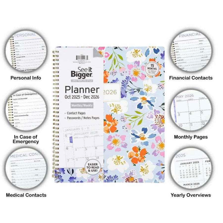 PlanAhead See IT Bigger 2021年10月~2022年12月 月まで 月間/ウィークリー Lサイズ プランナー 8.5インチ x 11インチ SUHEYLA Ultima スタイラスペン インスピの画像