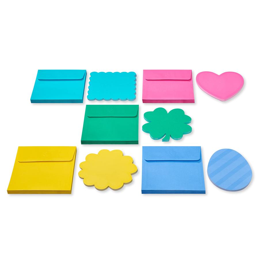 American Greetings Single Panel Blank Cards with Envelopes， Spring Shapes ＆ Colors (100-Count)_1