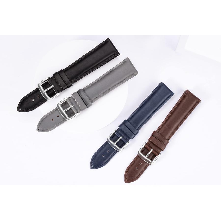 TStrap 時計バンド レザー クイックリリース ブラック メンズ レディース 汎用 交換ベルト ピンバックルの画像