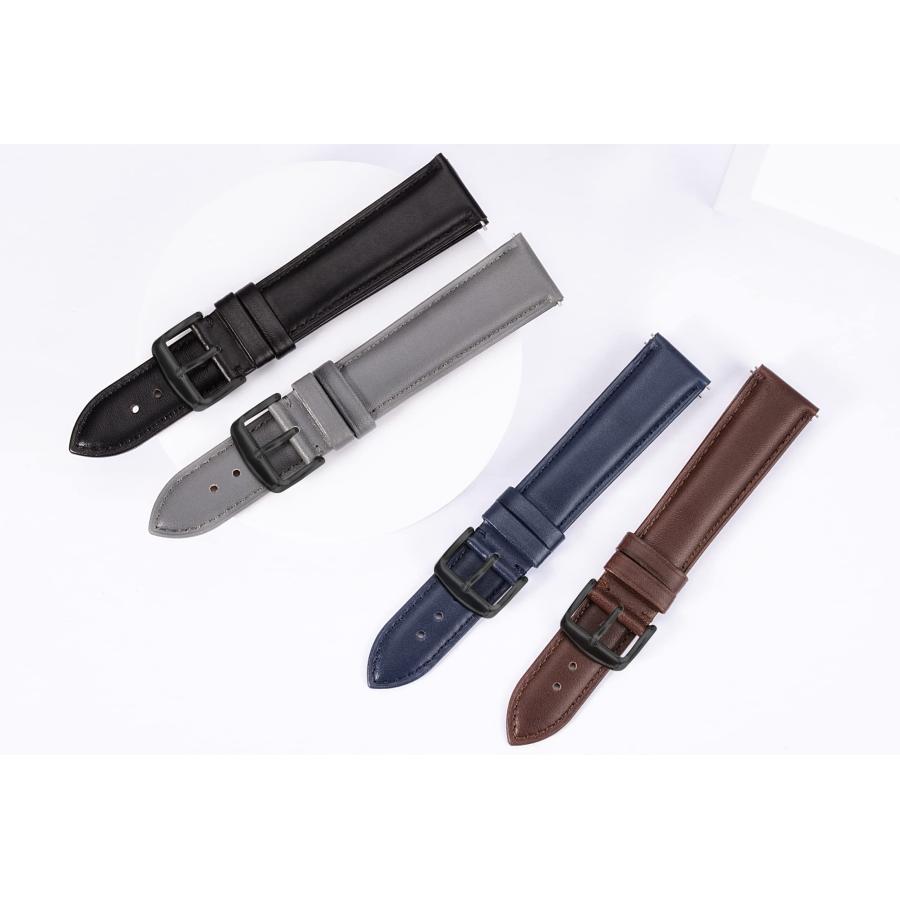 TStrap 20mm イタリアンレザー腕時計バンド ブルー クイックリリース 316Lバックル 本革 交換ストラップの画像
