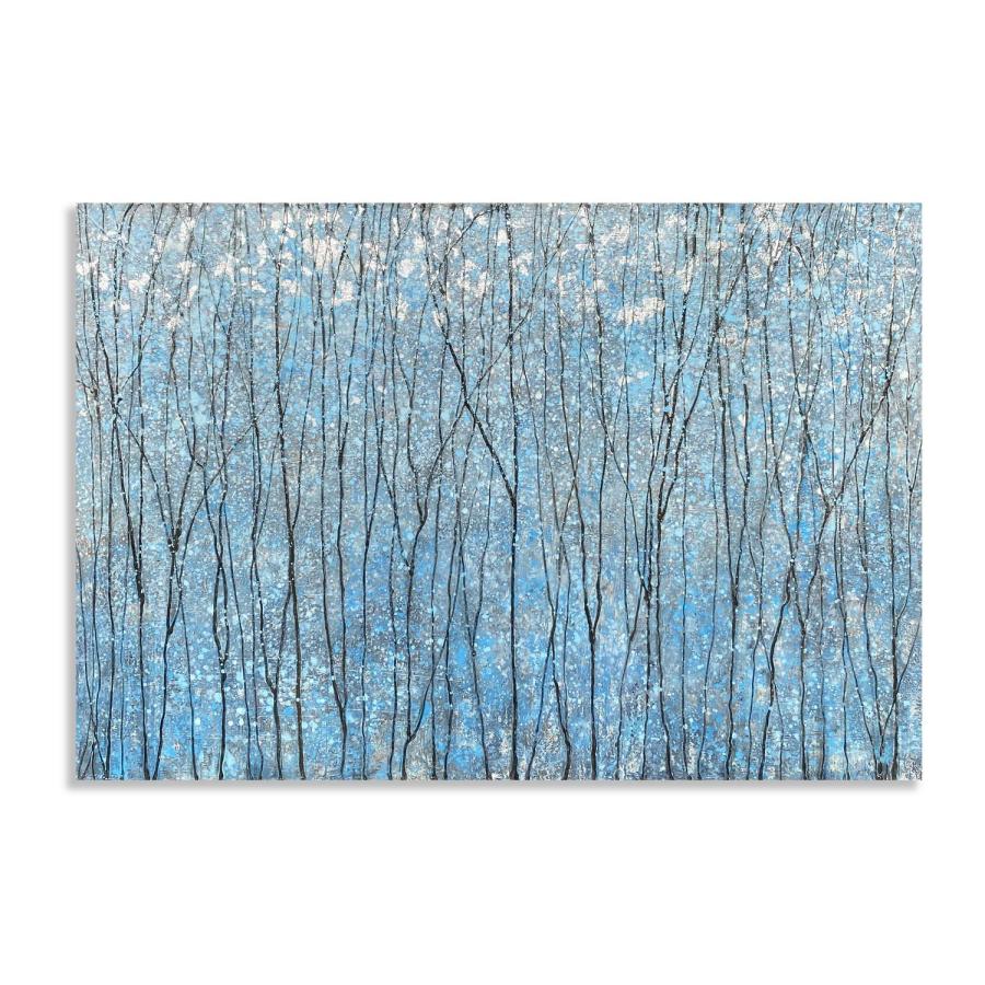Yihui Arts ブルーツリーキャンバスウォールアート - シルバーホイルの抽象的な風景画 - リビングルームや寝室のバスルームの装飾のためのモダンな森のアートワ_2