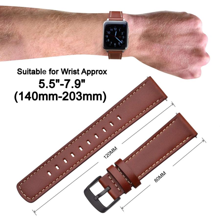 ANNEFIT 18mm 本革腕時計バンド クイックリリース レッドブラウン ブラックバックル 交換用ストラップの画像