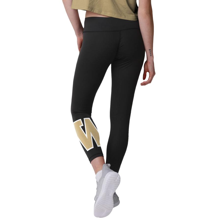Washington Huskies NCAA Womens Calf Logo Black Leggingsの画像
