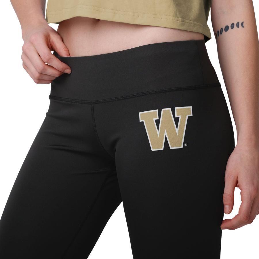 Washington Huskies NCAA Womens Calf Logo Black Leggingsの画像