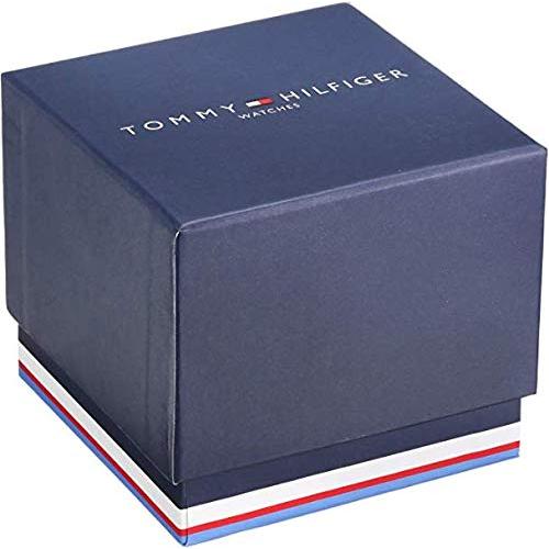 Tommy Hilfiger メンズ クォーツ 1791968 46mm 腕時計 ステンレスブレスレット レッド／ブルーベゼル ブルーダイヤル 曜日・日付表示の画像