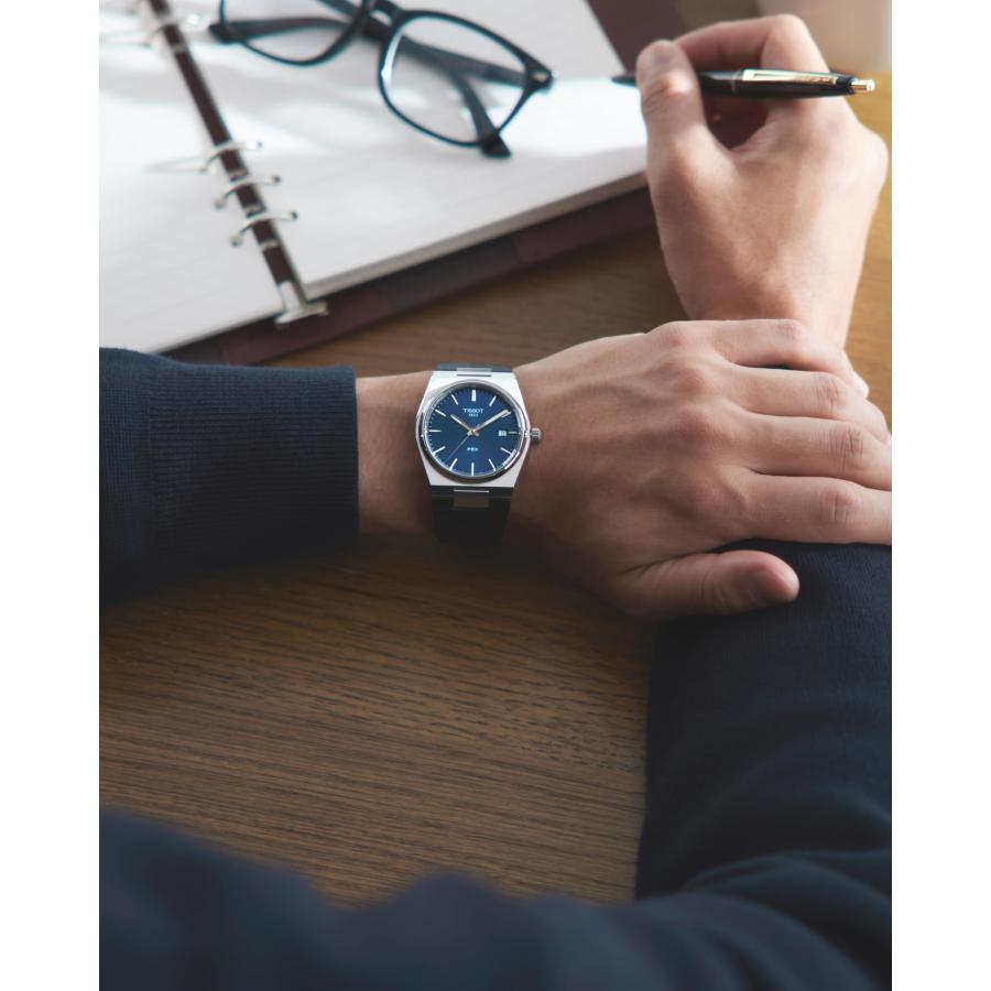 Tissot PRX T1374101604100 40mm メンズ腕時計 スイスクォーツ 316Lステンレス ブルーダイヤル 本革ストラップ サファイア 100m防水の画像