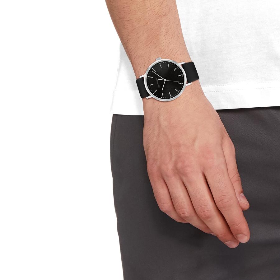 Calvin Klein メンズ クォーツ腕時計 42mm ステンレスケース ブラックサンレイダイヤル レザーストラップ モデル25200050の画像