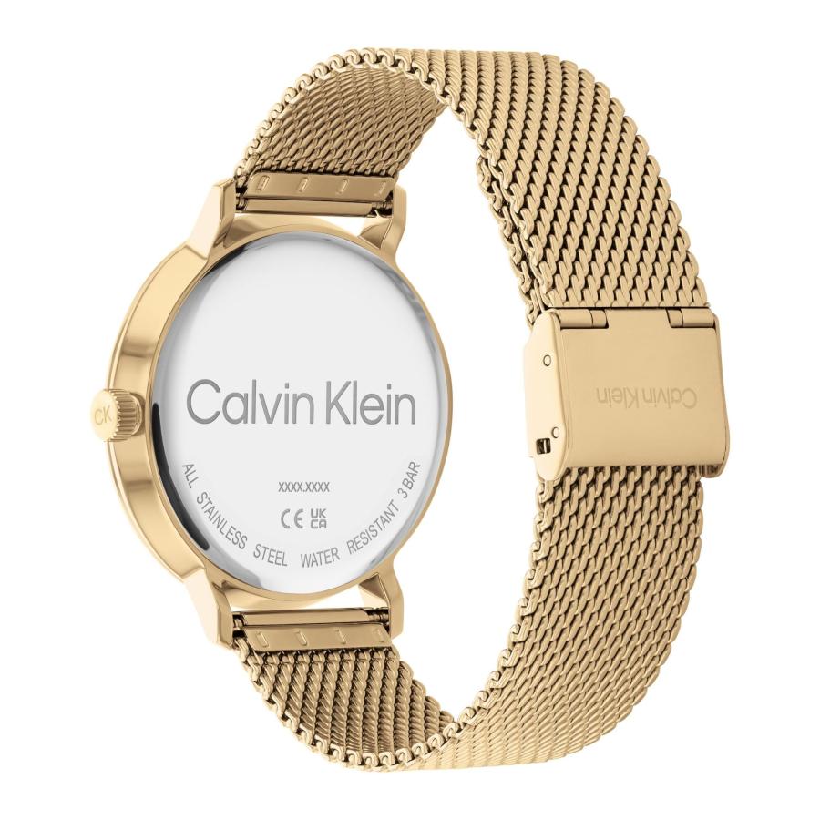 Calvin Klein メンズ クォーツ腕時計 42mm イオンプレーテッドゴールドケース ブラックサンレイダイヤル モデル25200049の画像