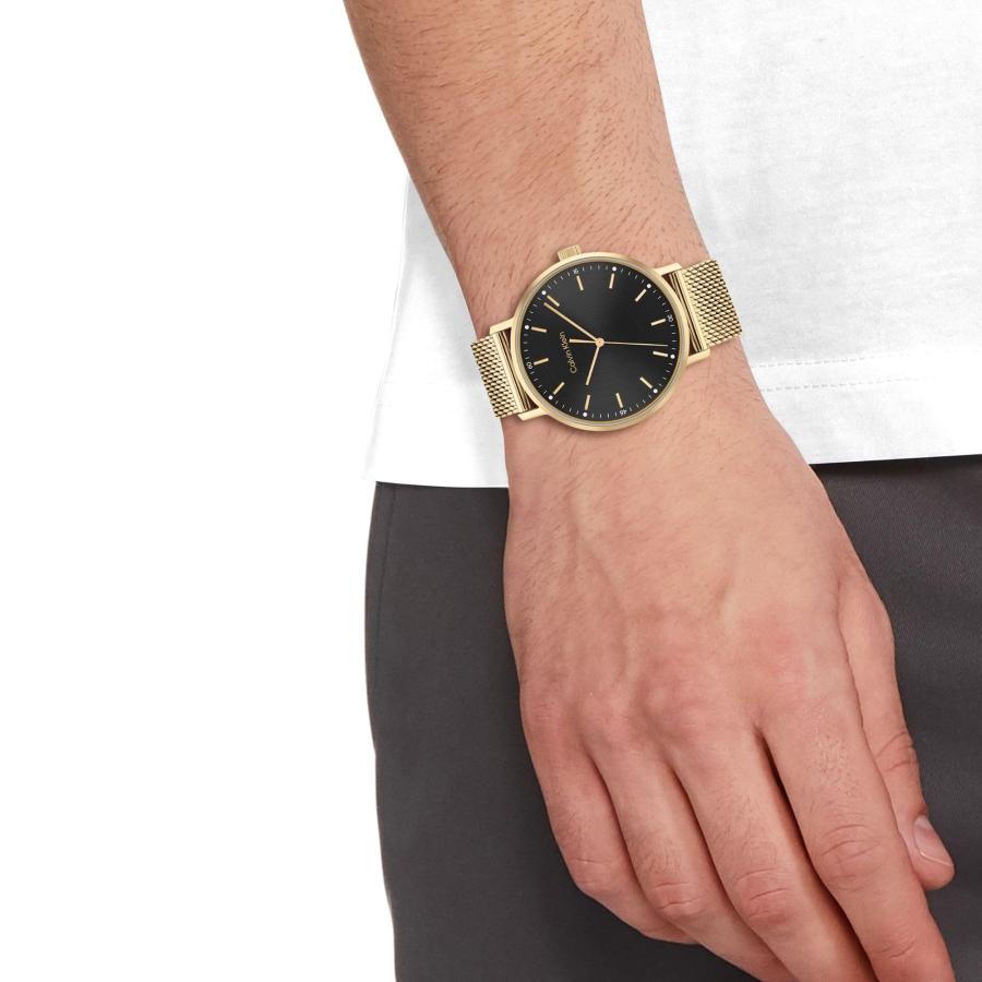 Calvin Klein メンズ クォーツ腕時計 42mm イオンプレーテッドゴールドケース ブラックサンレイダイヤル モデル25200049の画像