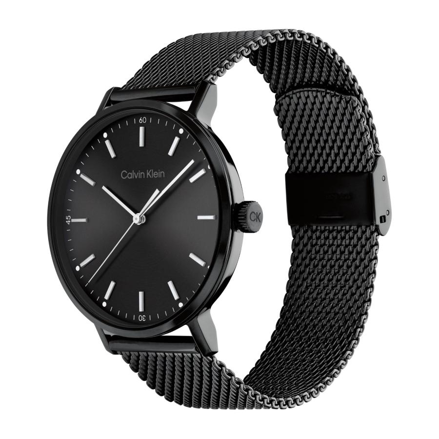Calvin Klein メンズ クォーツ腕時計 42mm ブラックイオンプレートケース サンレイダイヤル メッシュブレスレット モデル25200046の画像