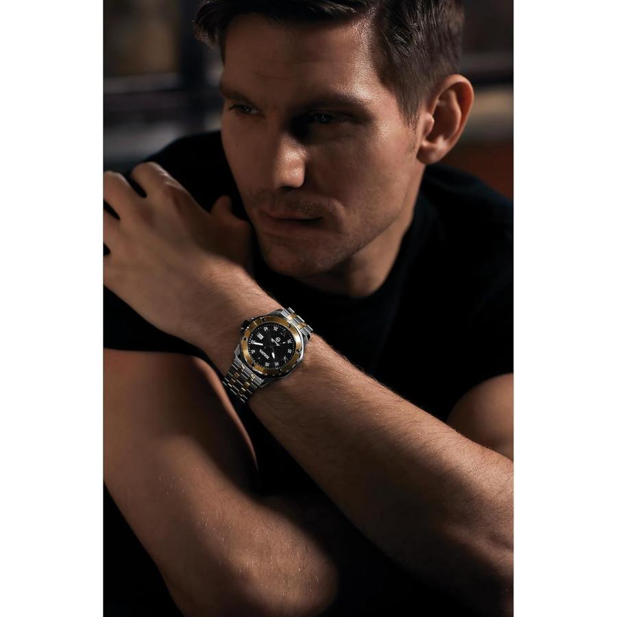 Bulova メンズ マリンスター「シリーズA」ツートンカラーステンレススチールウォッチ、ブラックダイヤル、3針モデル:98D175, ツートーン, マリンスターシリーズAの画像