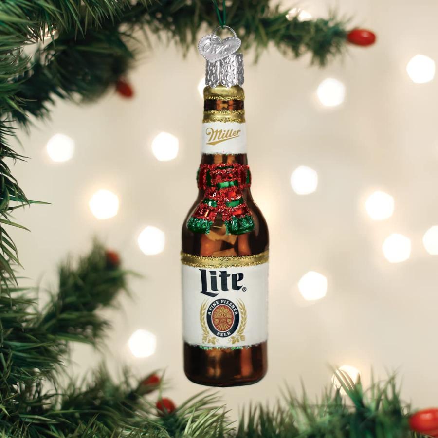 Old World Christmas Holiday Miller Liteボトルガラス吹きオーナメント クリスマスツリー用_4