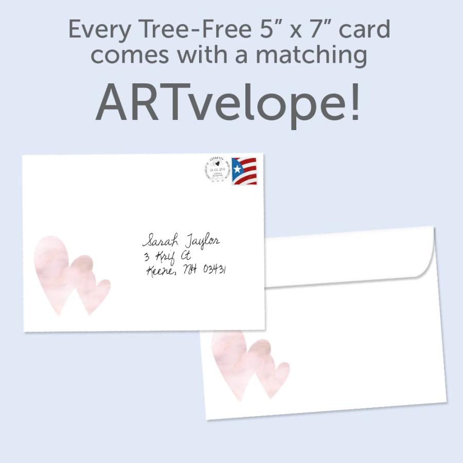 Tree-Free Greetings ウェディンググリーティングカード エコフレンドリー アメリカ製 100%リサイクル紙 5インチx7インチ ハート2つ (GO61248)_3