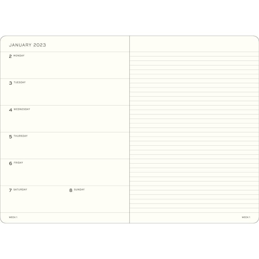 LEUCHTTURM1917 ウィークリーカレンダー＆ノートソフトカバーミディアム(A5) 2023年 12ヶ月 レッド 英語 365904の画像
