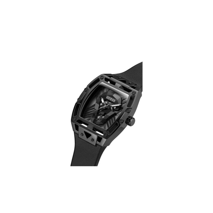 GUESS カットアウト GW0500G2 メンズ 44mm ブラックケース アナログ レザーストラップ クォーツ 50M防水の画像