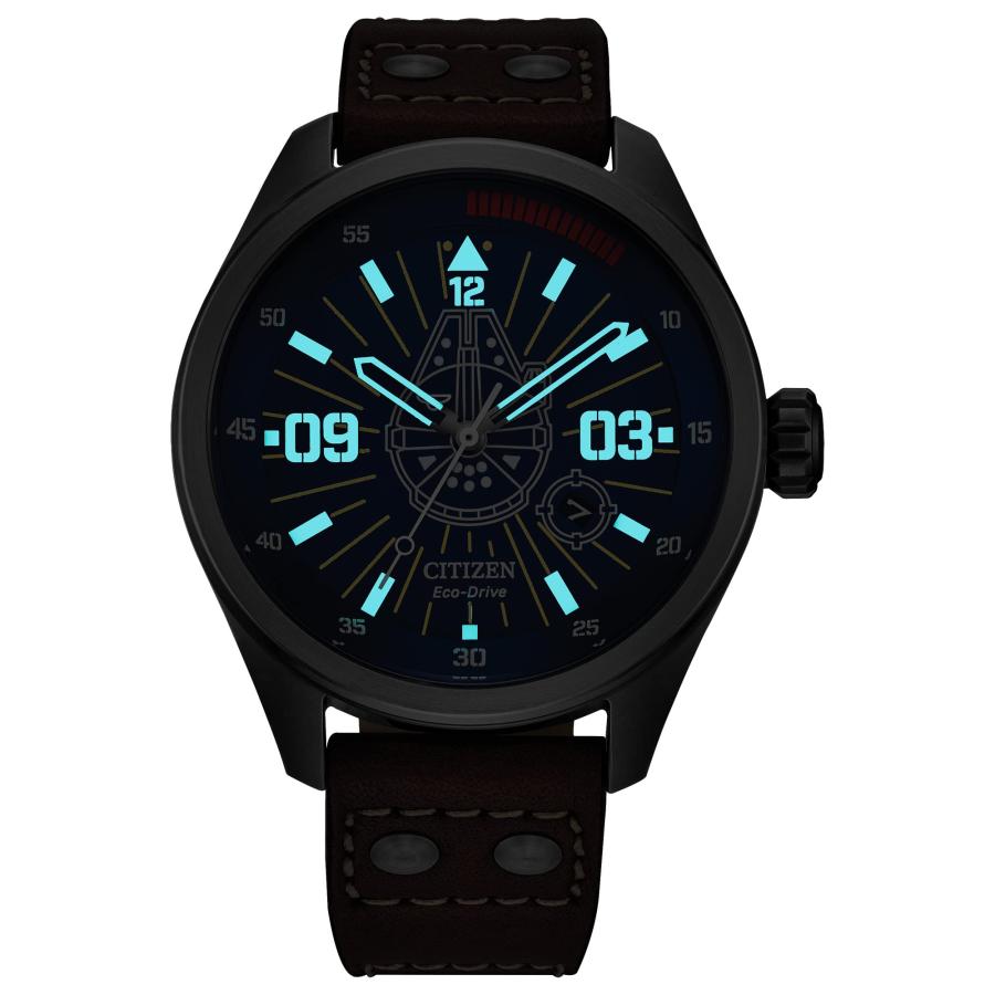 CITIZEN エコドライブ スターウォーズ ハン・ソロ AW5009-03W 43mm ブルーダイアル 夜光 日付の画像