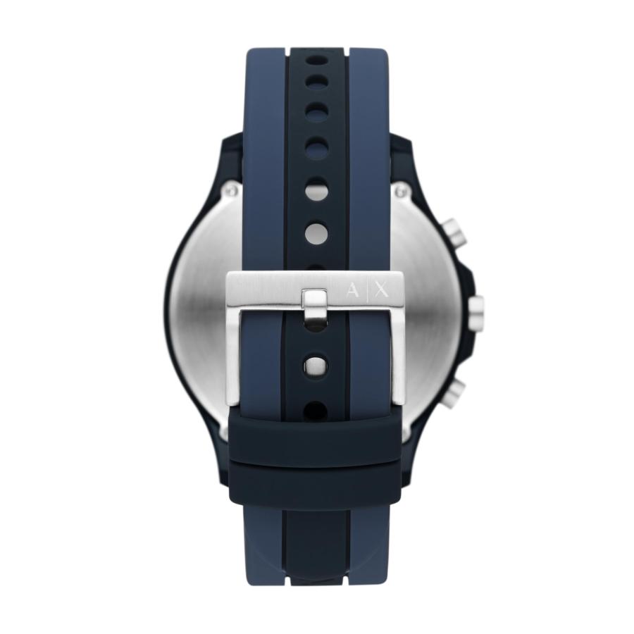 Armani Exchange AX2441 クロノグラフ 46mm ブルーダイアル シリコンストラップ 50m防水の画像