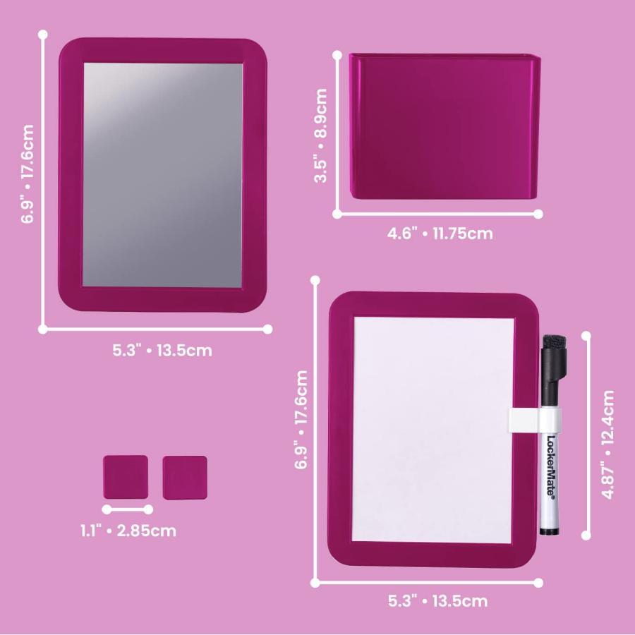 LockerMate ロッカーオーガナイザーキット 6点 ミラー ホワイトボード 収納カップ ホワイトボードマーカー ピンク_5