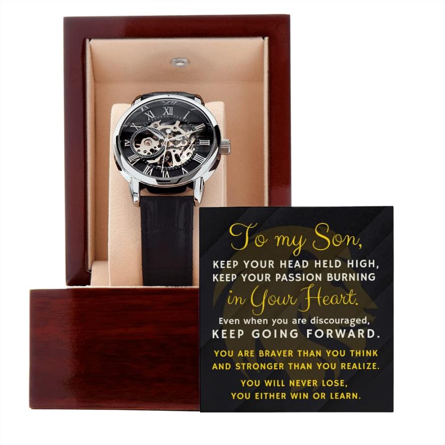 Missam〓 to My Son, Keep Your Head Held High Lion Head Men Openwork Watchの画像