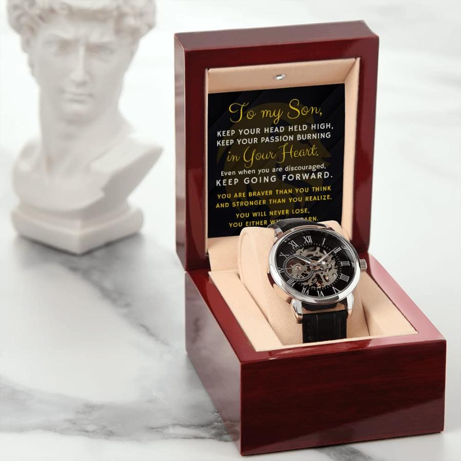 Missam〓 to My Son, Keep Your Head Held High Lion Head Men Openwork Watchの画像