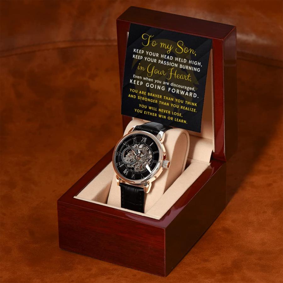 Missam〓 to My Son, Keep Your Head Held High Lion Head Men Openwork Watchの画像