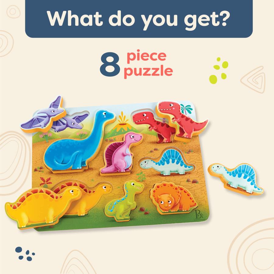 B. Toys - Peek ＆ Explore - Dinosaurs Wooden Chunky Puzzle for Toddlers， Kids - Educational ＆ Developmental Toys - 2+ Years_4