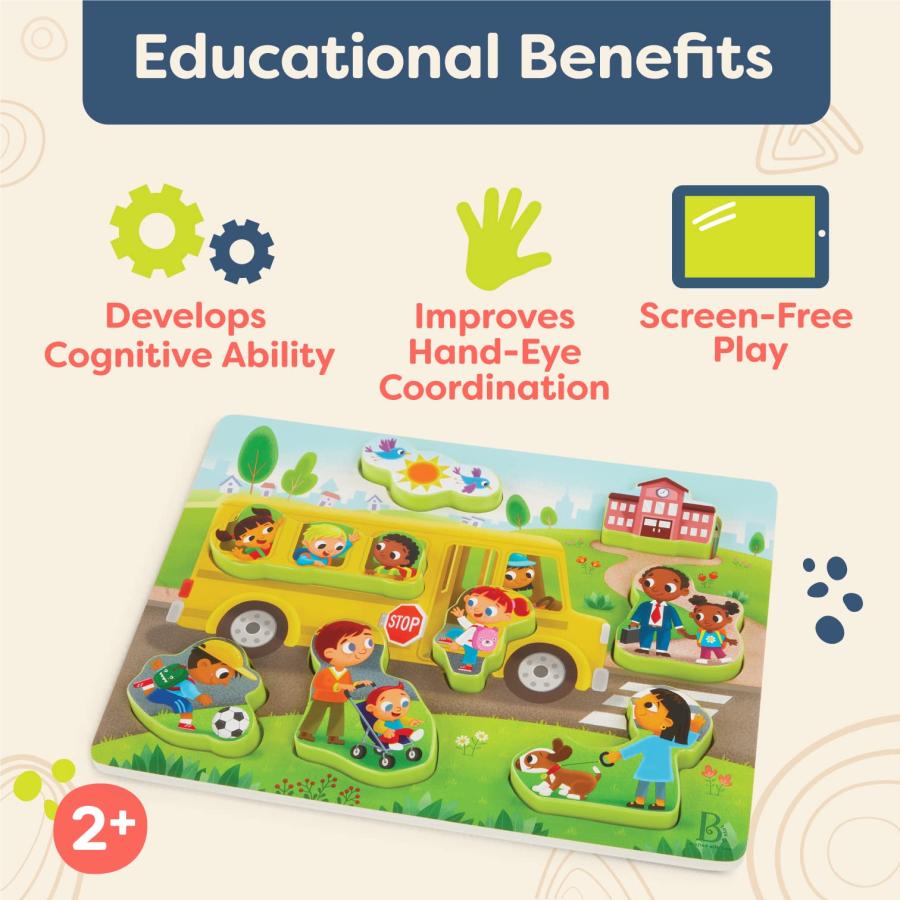 B. toys - Peek ＆ Explore - School BusChunky Puzzle for Toddlers，Educational ＆ developmental toys for kids - 2+ Years_2
