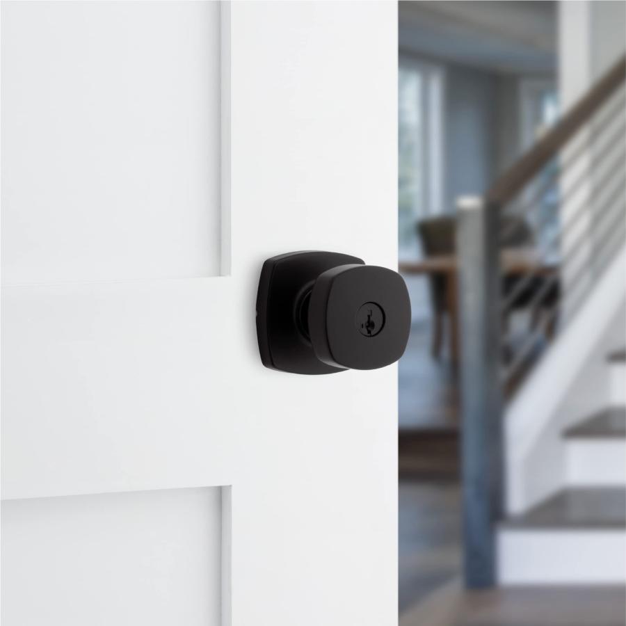 Kwikset Arroyo 鍵付きエントリーノブ ソフトモダンローズ スマートキーセキュリティ マットブラック 97402-932_1