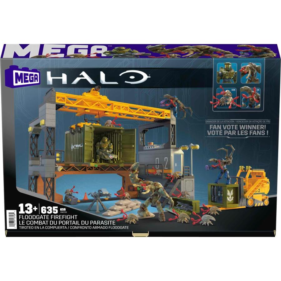 MEGA Halo Infinite Toys Building Set for Kids, Floodgate Firefight with 634 Pieces, 4 Poseable Micro Action Figures and Accessories, Gift Ideas